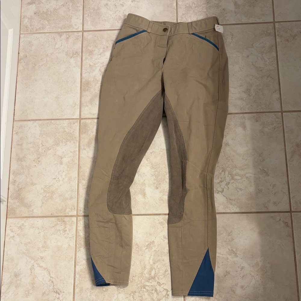 Women's Tan and Blue Riding Pants